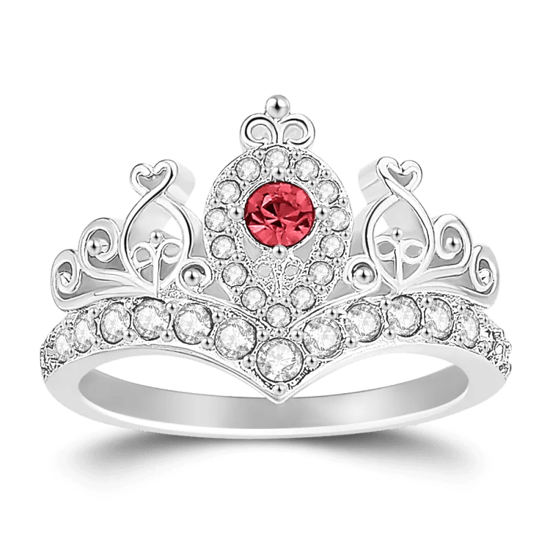 gifts for wife Love Her Always - Unique Memento - Birthstone Princess Crown Silver Ring Birthday Gift Valentine Gift - gifts