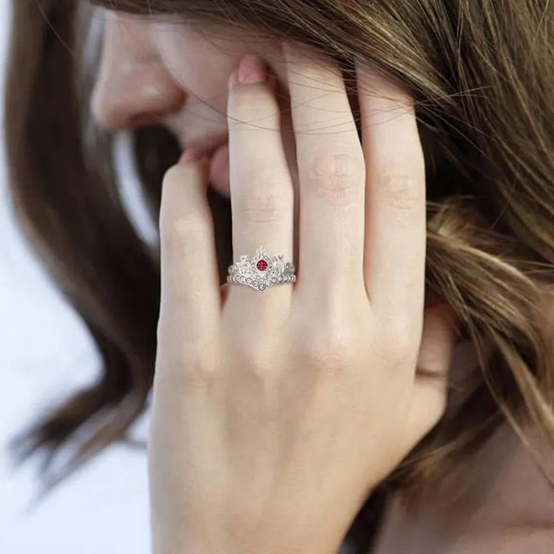 gifts for wife Love Her Always - Unique Memento - Birthstone Princess Crown Silver Ring Birthday Gift Valentine Gift - gifts