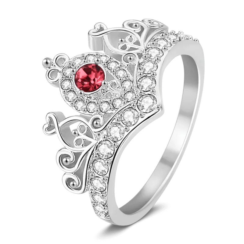 gifts for wife Love Her Always - Unique Memento - Birthstone Princess Crown Silver Ring Birthday Gift Valentine Gift - gifts