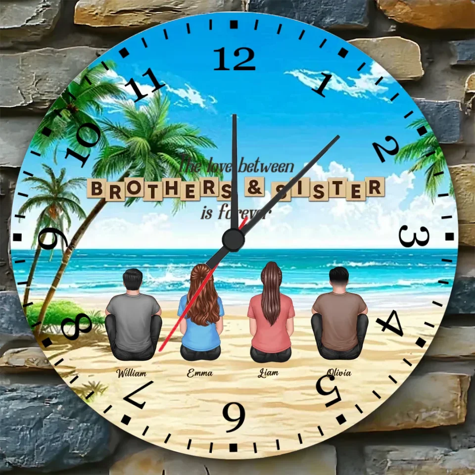 custom name wooden wall clock for living room decor