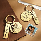 Personalized Calendar Keychain Custom Photo and Date Keyring Couple Portrait Keychain Anniversary Valentines Gift - DiyGiftly