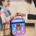 Personalized Cartoon Character Stationery Elements Insulated Lunch Bag with Name Portable Picnic Back to School Gift for Boys Girls 59825664 - DiyGiftly