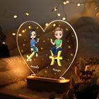 Personalized Cartoon Couple Zodiac Sign Heart - shaped LED Night Light with Custom Names & Wooden Base - Unique Home Decor Gift for Couples, Perfect for Valentine's Day & Anniversaries 1106631 - DiyGiftly