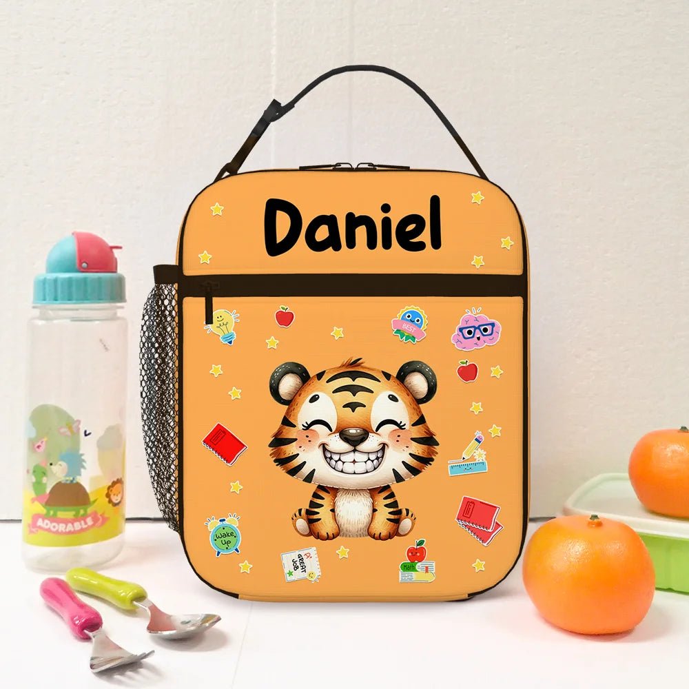 Personalized Cartoon Laughing Animal Insulated Lunch Bag with Name Daily Travel Back to School Birthday Gift for Boys Girls 19105792 - DiyGiftly