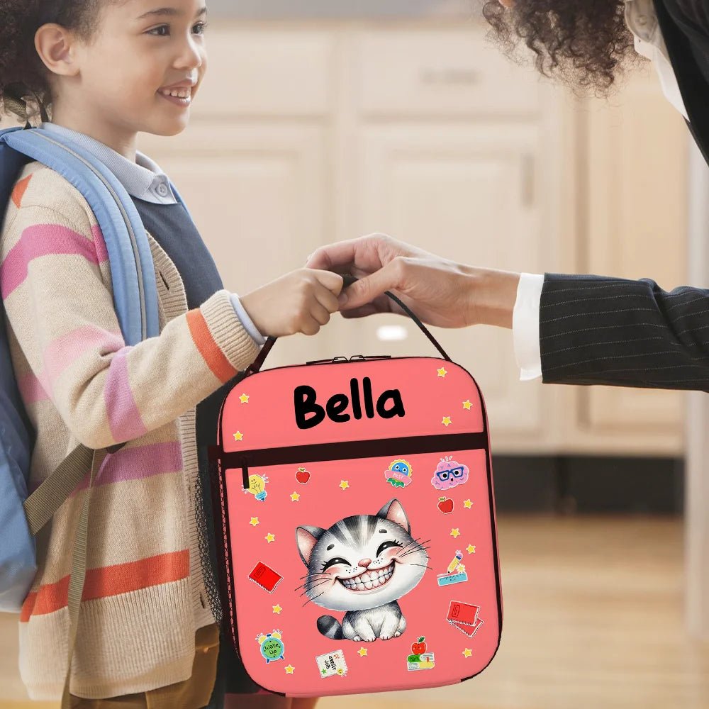 Personalized Cartoon Laughing Animal Insulated Lunch Bag with Name Daily Travel Back to School Birthday Gift for Boys Girls 19105792 - DiyGiftly