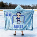 Personalized Cartoon Sport Character Soft Hooded Blanket – Custom Name & Number Ice Hockey Blanket for Players, Kids, Teens & Hockey Lovers – Cozy Birthday & Christmas Game Day Gift, Custom Athlete Character Hooded Throw 1065549 - 1065578 - DiyGiftly