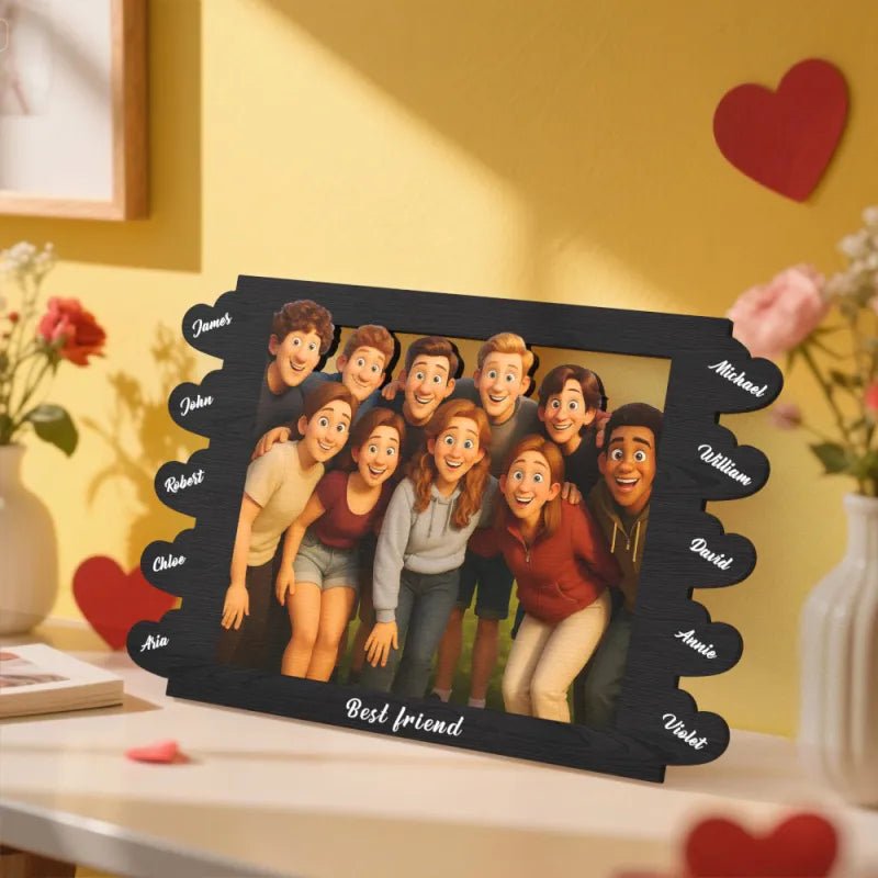personalized cartoon style heart custom photo desk decor wooden as a new home gift