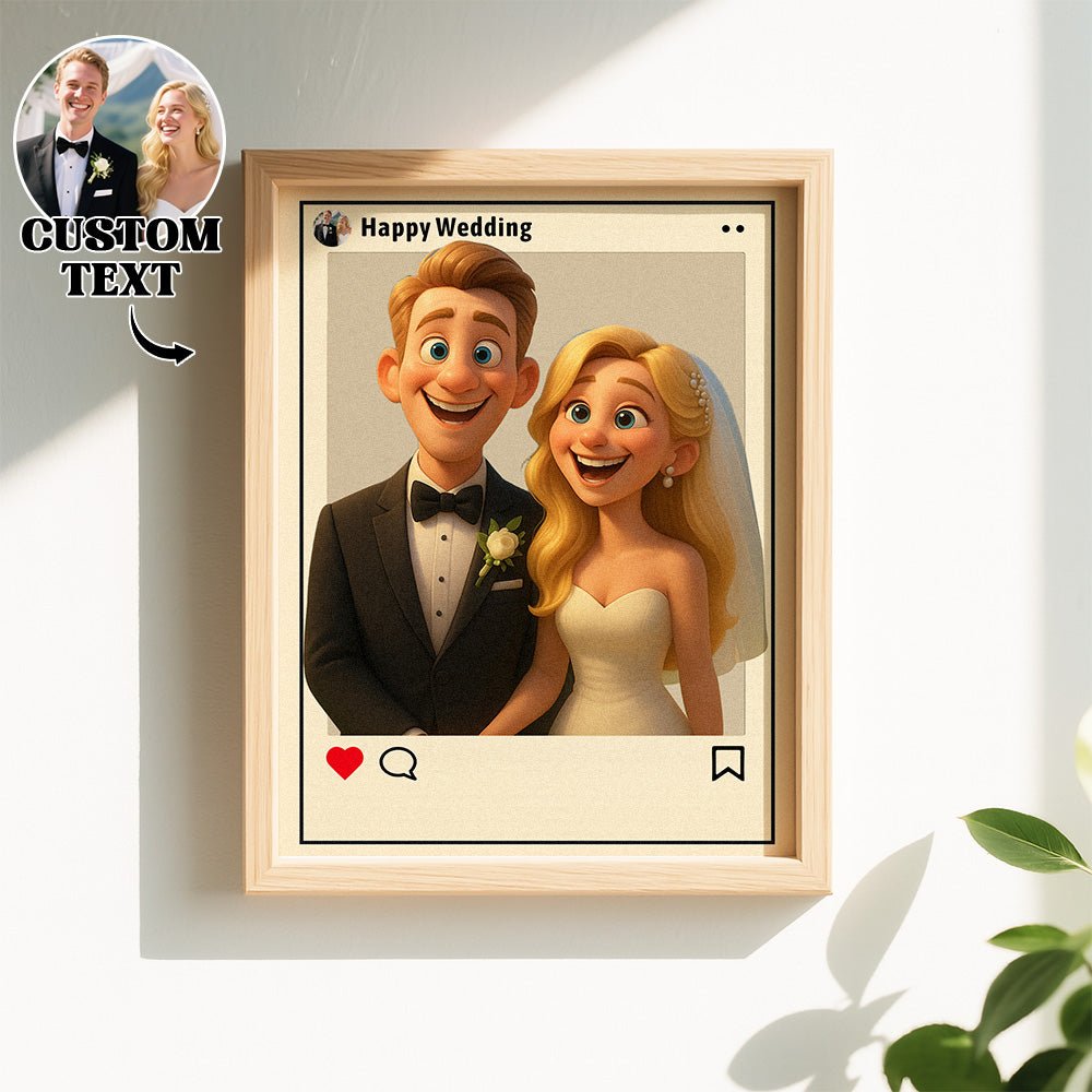gifts for wife Your Love Story, Cartooned - Photo Frame - Personalized Cartoon Portrait Art - Social Media Style Display - 1s