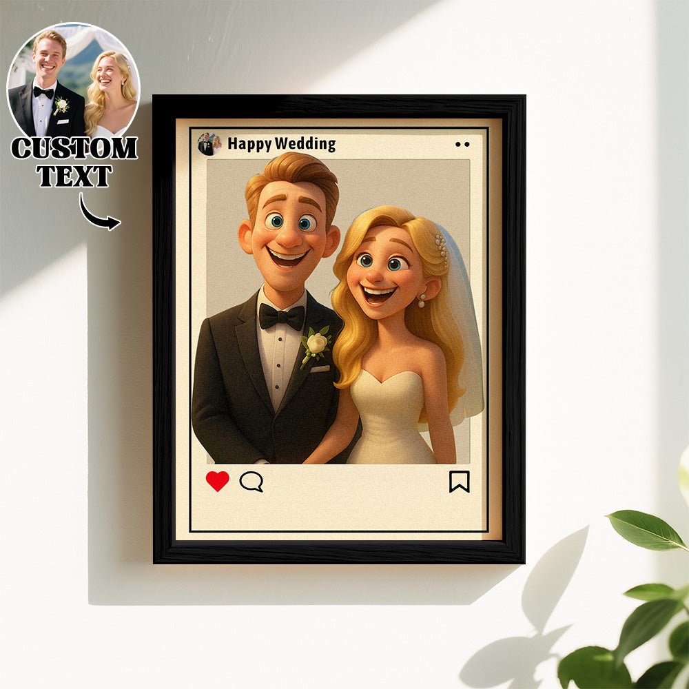 gifts for wife Your Love Story, Cartooned - Photo Frame - Personalized Cartoon Portrait Art - Social Media Style Display - 1s