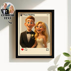 gifts for wife Your Love Story, Cartooned - Photo Frame - Personalized Cartoon Portrait Art - Social Media Style Display - 1s