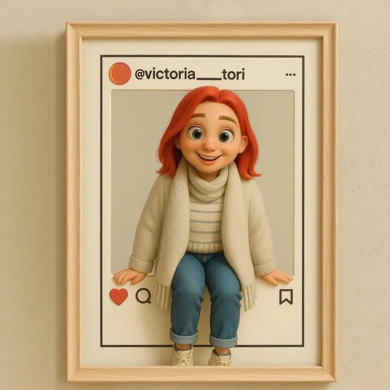 gifts for wife Your Love Story, Cartooned - Photo Frame - Personalized Cartoon Portrait Art - Social Media Style Display - 1s