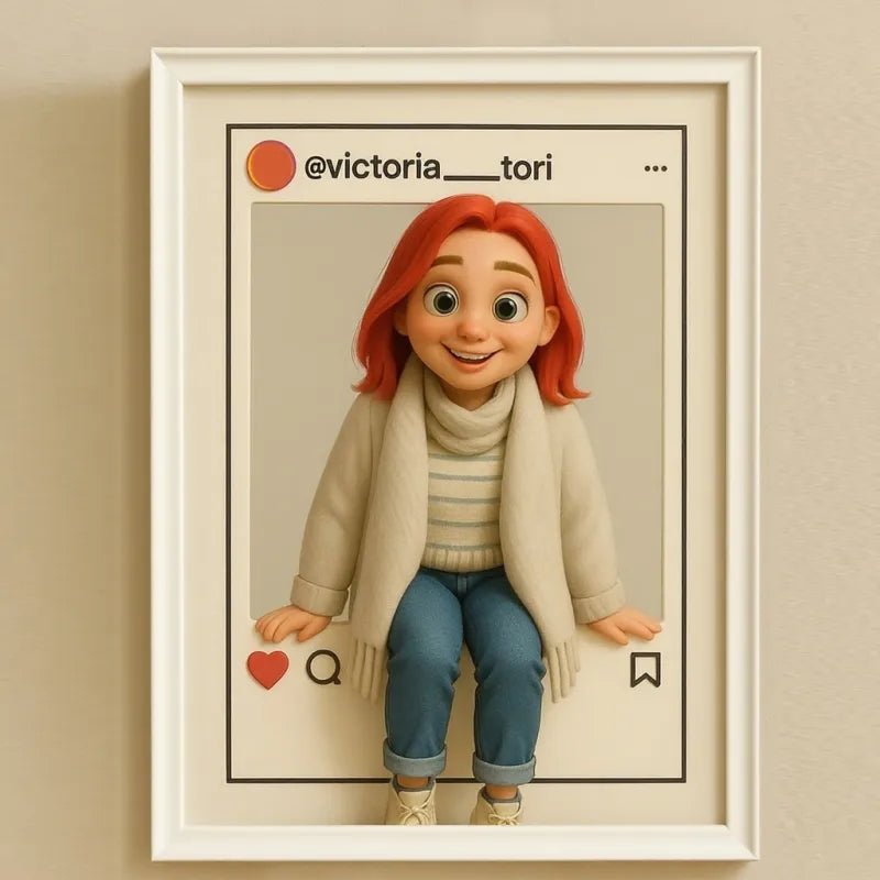 gifts for wife Your Love Story, Cartooned - Photo Frame - Personalized Cartoon Portrait Art - Social Media Style Display - 1s