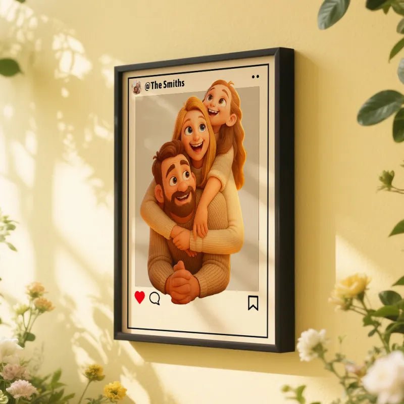 gifts for wife Your Love Story, Cartooned - Photo Frame - Personalized Cartoon Portrait Art - Social Media Style Display - 1s