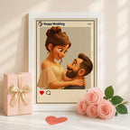 gifts for wife Your Love Story, Cartooned - Photo Frame - Personalized Cartoon Portrait Art - Social Media Style Display - 1s