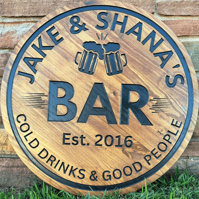 Personalized Carved Bar Signs – Custom Name & Logo Wood Wall Art, Home Bar, Man Cave, Kitchen & Game Room Decor, Bar Owner Gift, Party & Housewarming Present, Personalized Pub Sign 99104768 - DiyGiftly