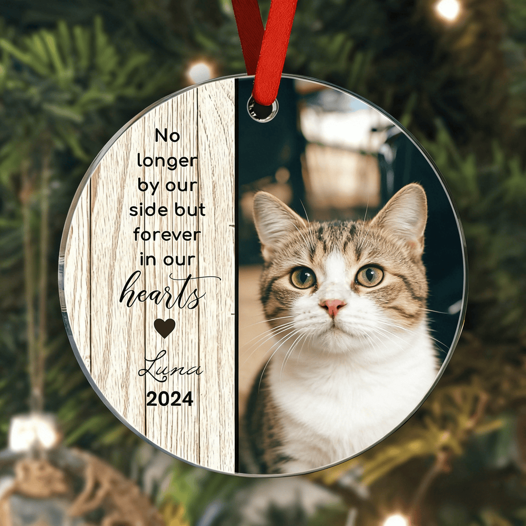 Ceramic Christmas Ornament Personalized Cat Photo Hanging Memorial Tree Decor