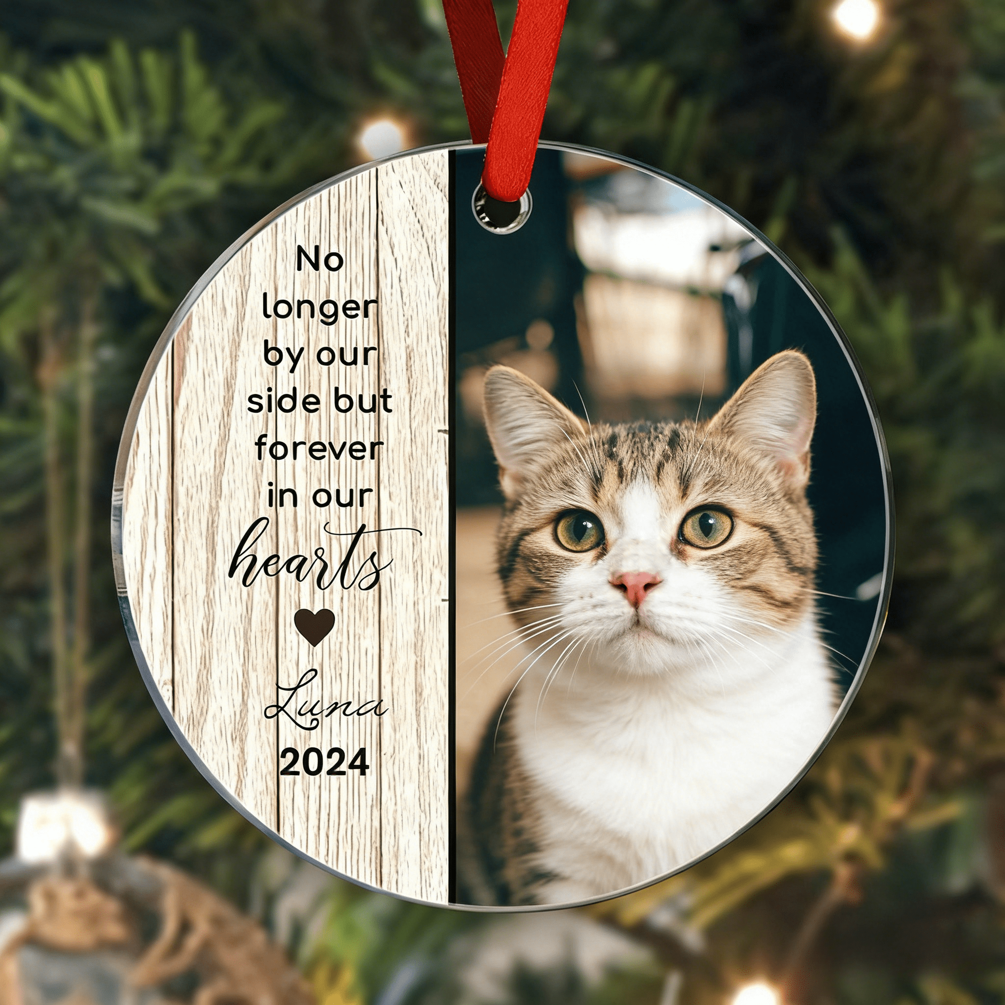 Ceramic Christmas Ornament Personalized Cat Photo Hanging Memorial Tree Decor