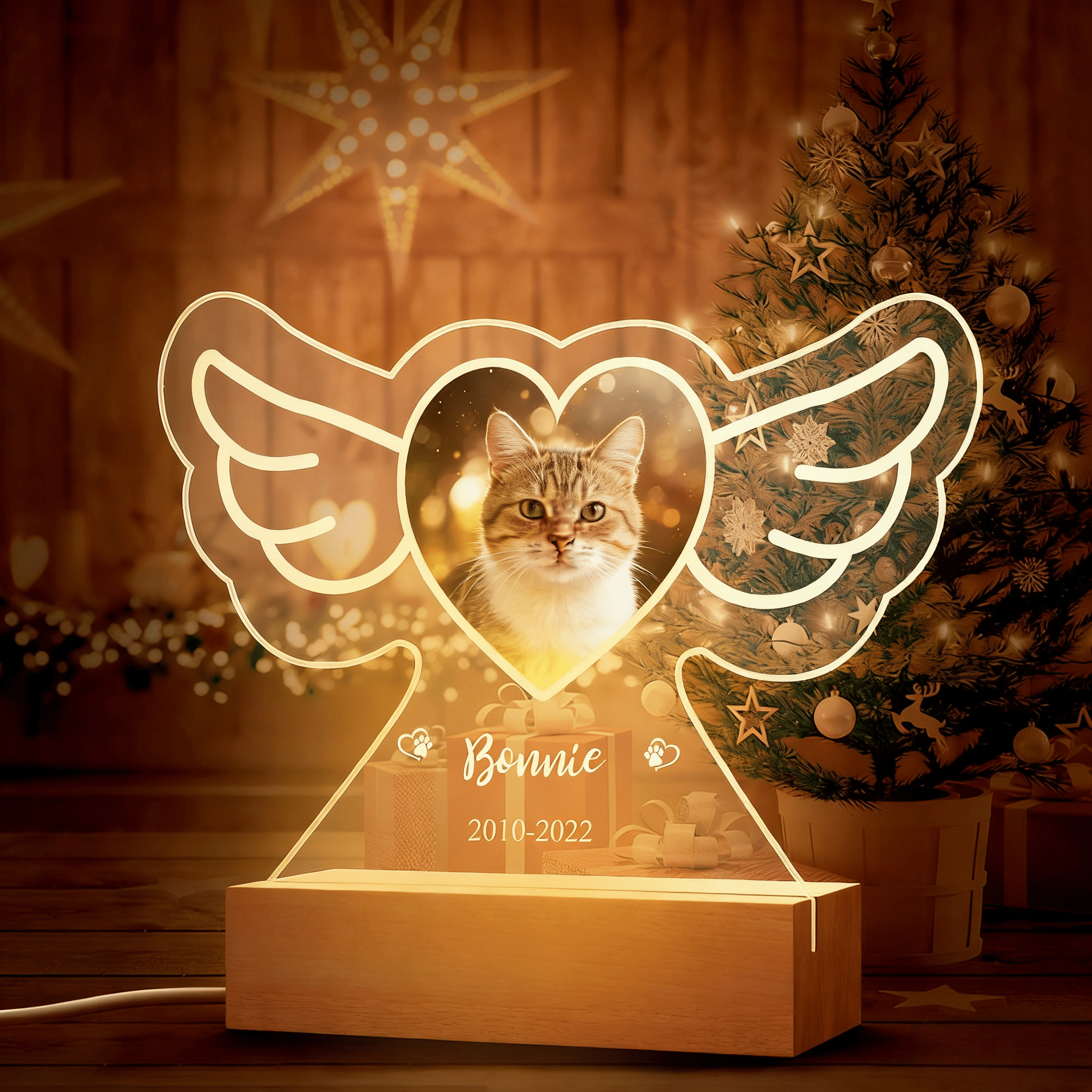loss of cat gift custom photo and name cat led night light gentle nighttime comfort