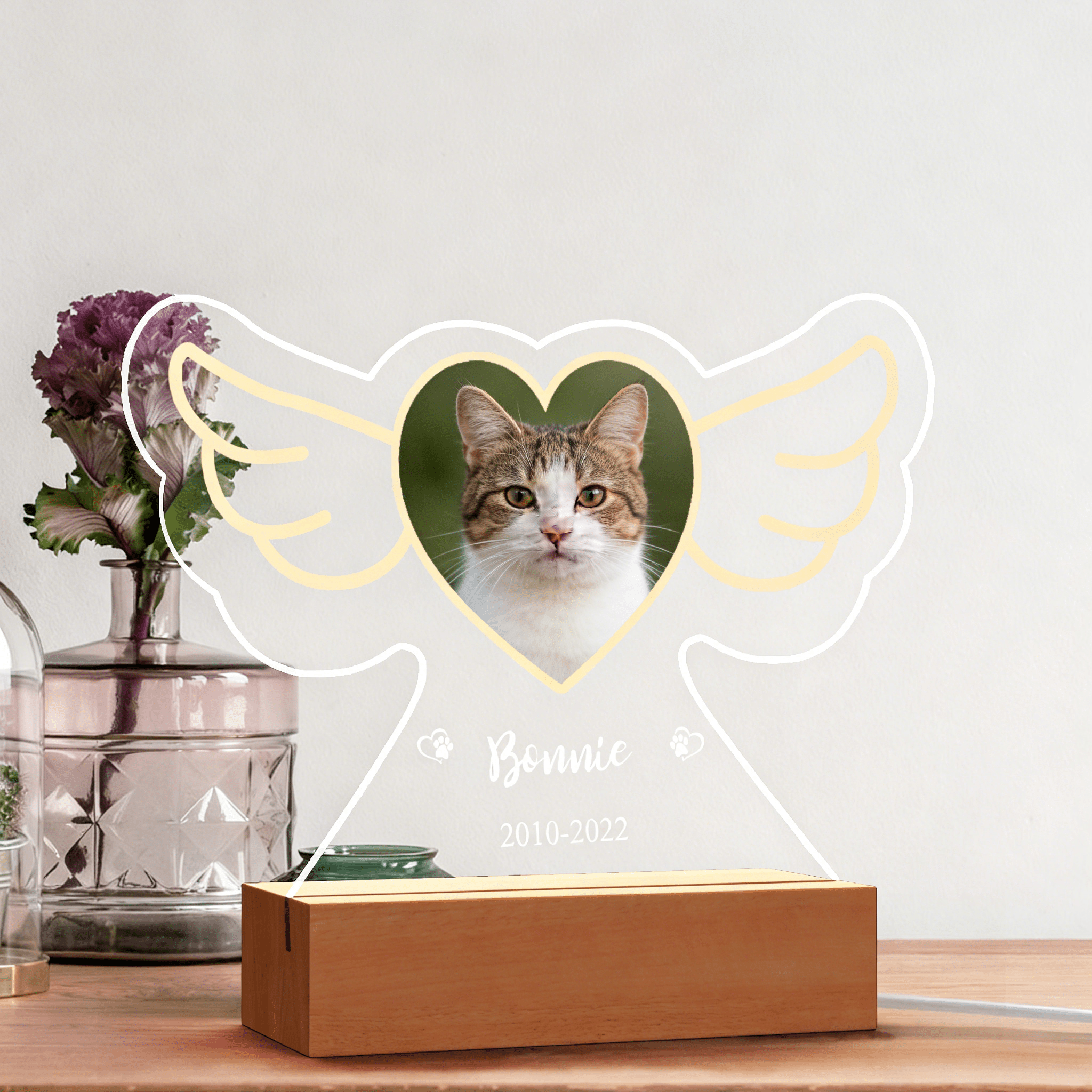 custom photo and name cat led night light loss of cat gift gentle nighttime comfort