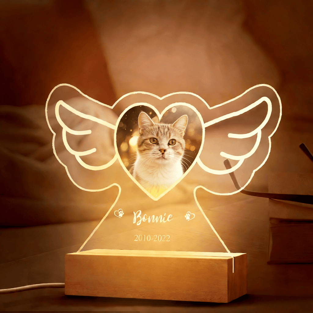 custom photo and name cat led night light gentle nighttime comfort loss of cat gift