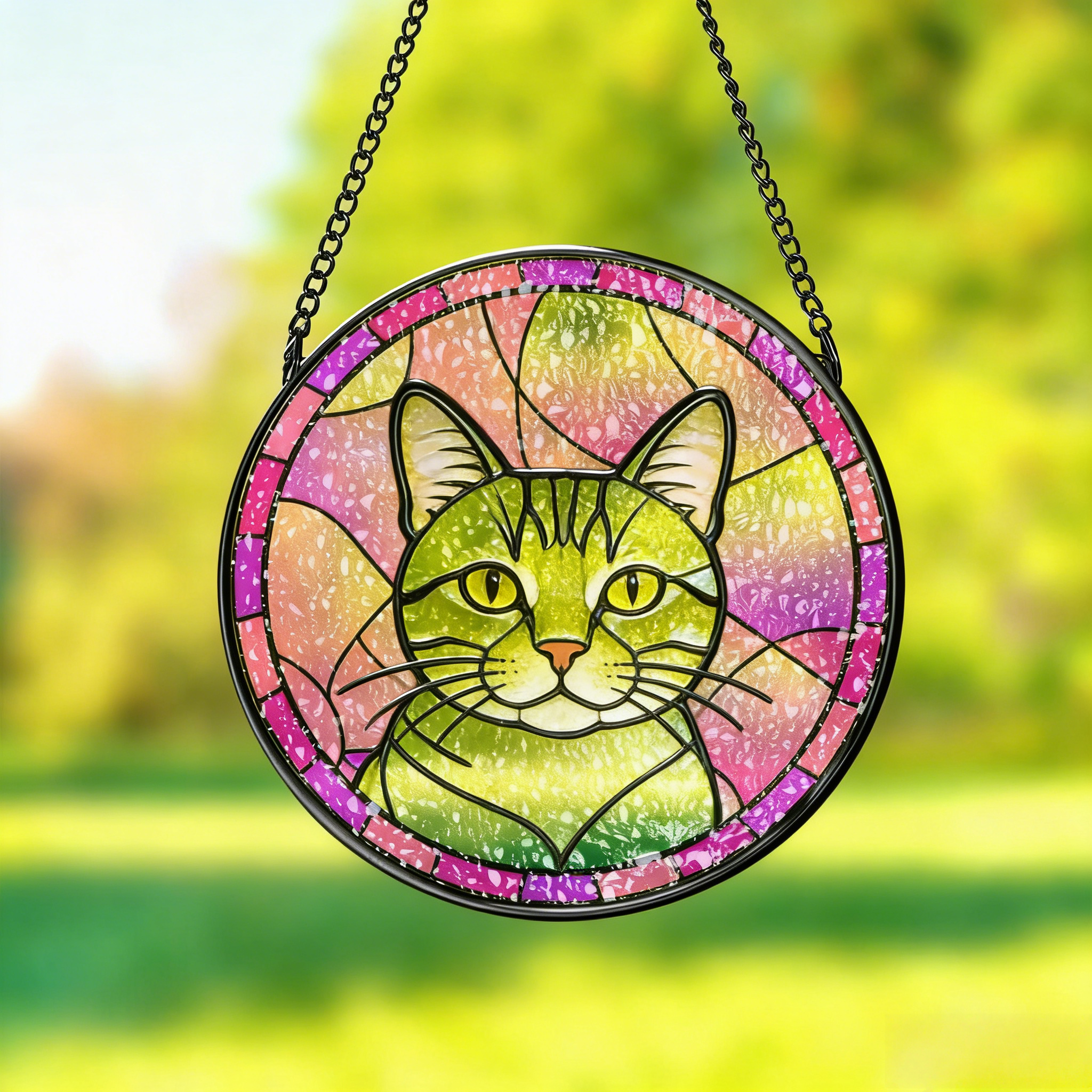 personalized photo name cat ornament suncatcher cat portrait loss of gift