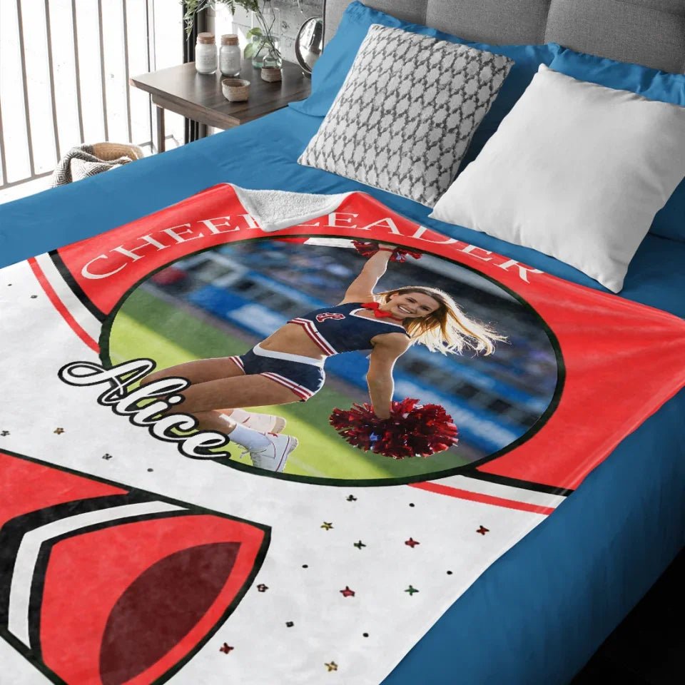 Personalized Cheerleader Megaphone Soft Photo Throw Blanket with Name and Year Game Day Home Decor Birthday Cheer Team Gift for Cheerleaders 741986 - DiyGiftly