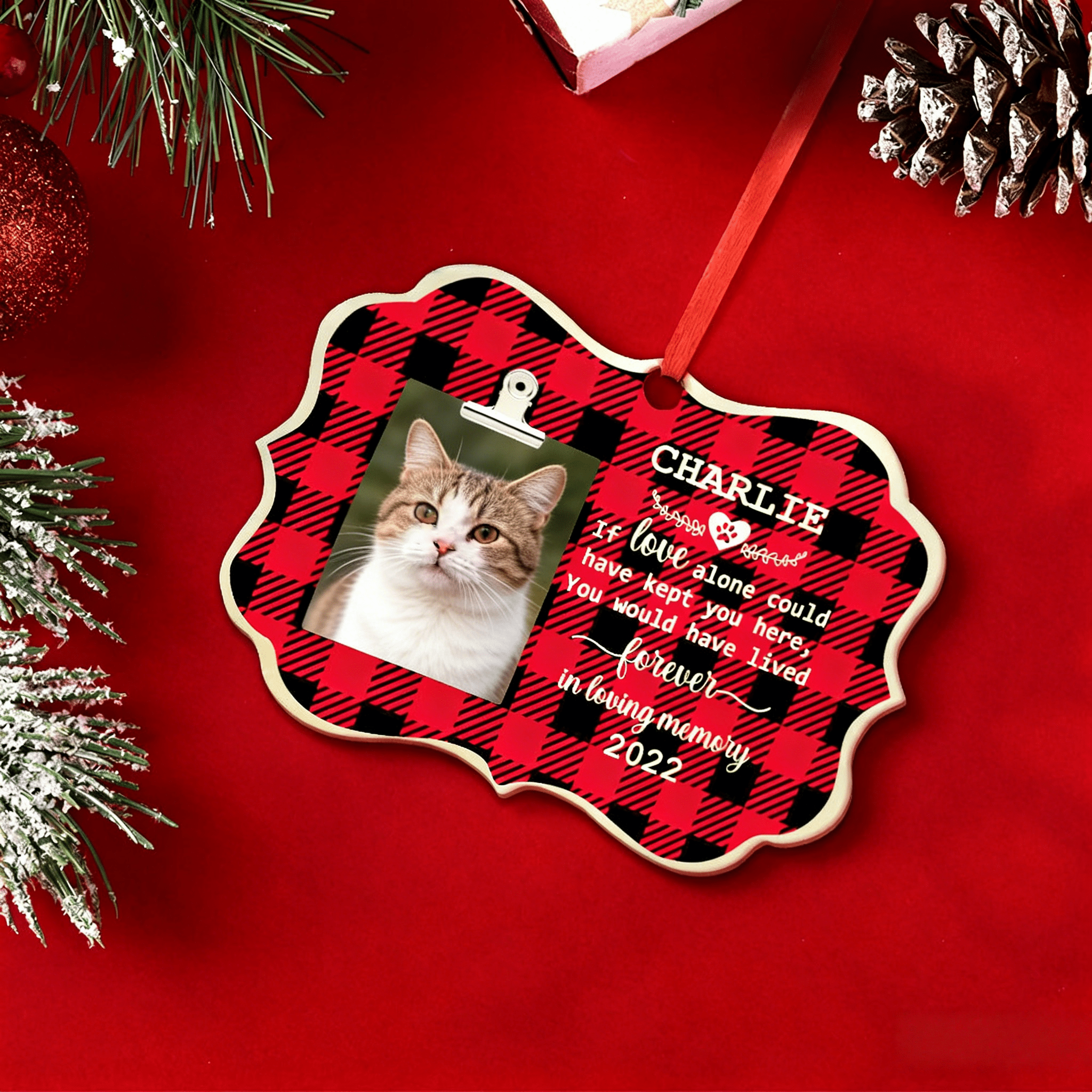 personalized cat wooden ornament rustic holiday decor loss of cat gift