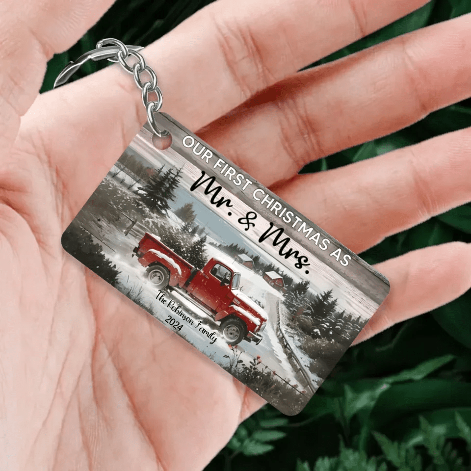 Personalized Christmas Red Truck Gift - Married Couple Acrylic Keychain 737745 - DiyGiftly