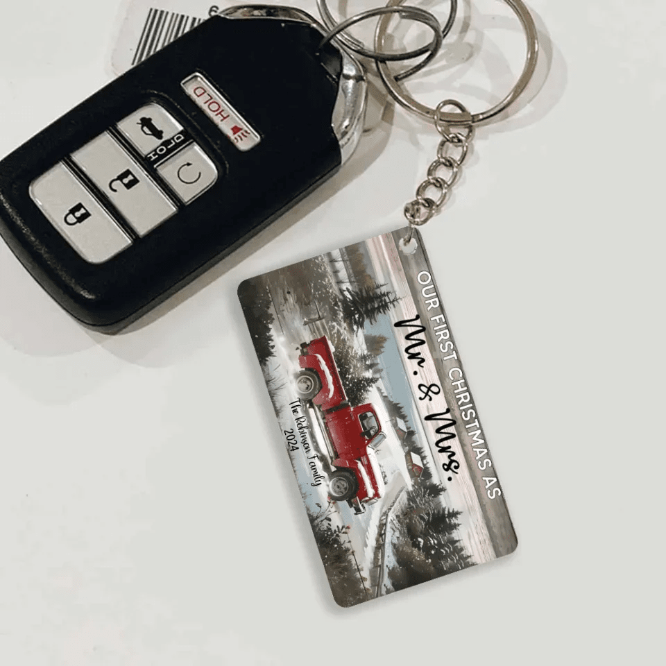 Personalized Christmas Red Truck Gift - Married Couple Acrylic Keychain 737745 - DiyGiftly