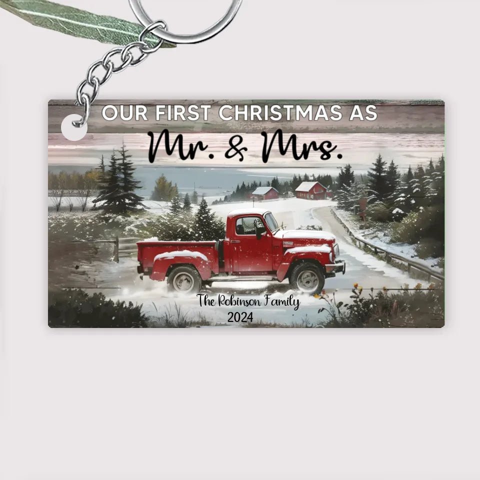 Personalized Christmas Red Truck Gift - Married Couple Acrylic Keychain 737745 - DiyGiftly