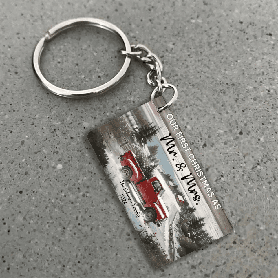 Personalized Christmas Red Truck Gift - Married Couple Acrylic Keychain 737745 - DiyGiftly