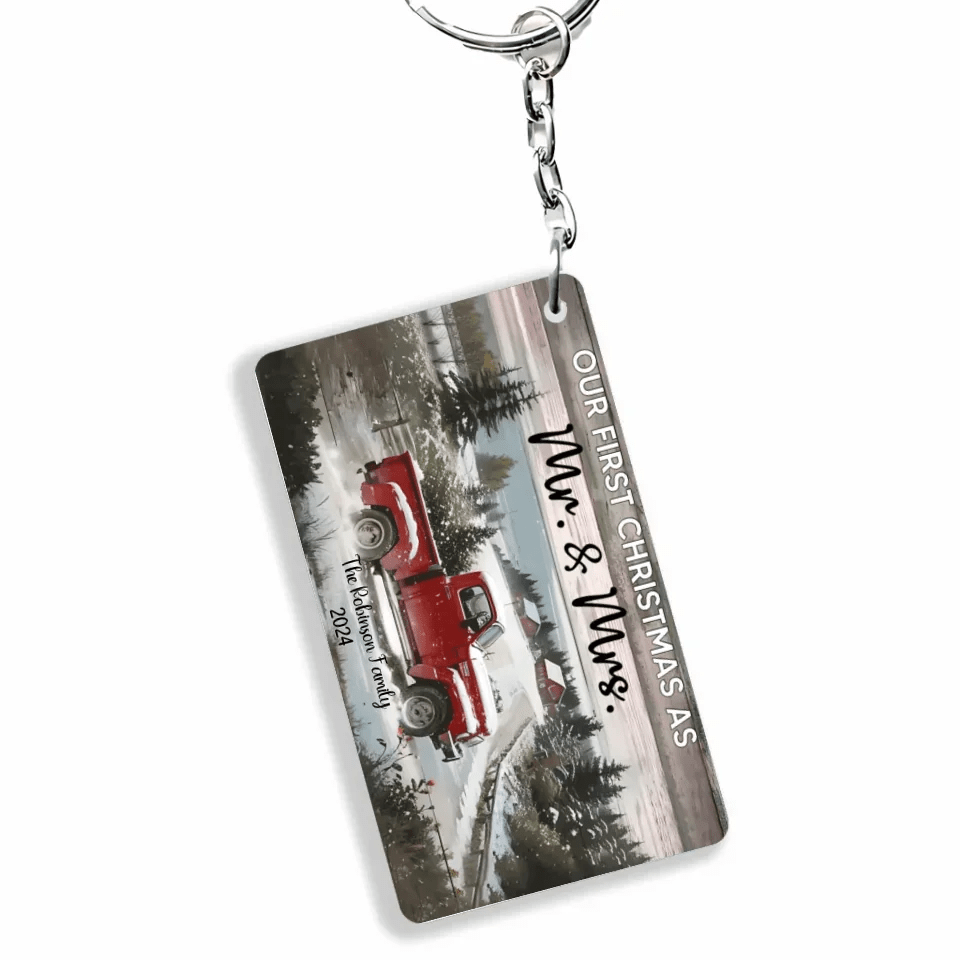 Personalized Christmas Red Truck Gift - Married Couple Acrylic Keychain 737745 - DiyGiftly