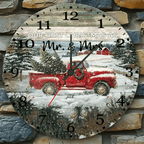 Personalized Christmas Red Truck Gift Married Couple Wall Clock 743211 - DiyGiftly