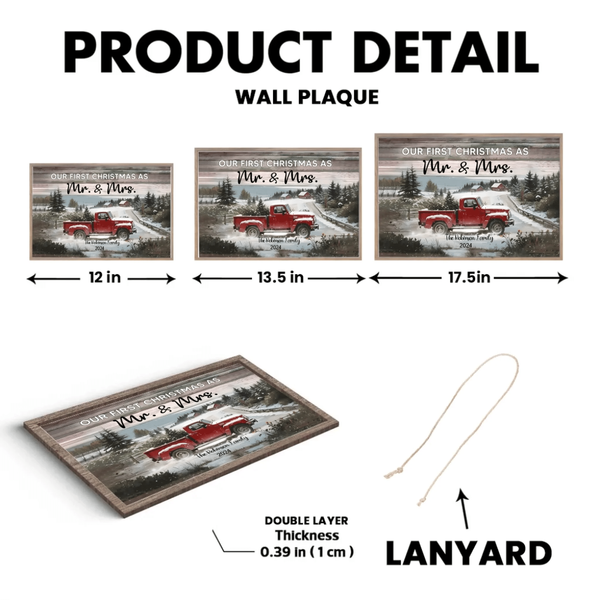 Personalized Christmas Red Truck Gift - Married Couple Wooden Plaque 730886 - DiyGiftly