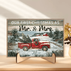 Personalized Christmas Red Truck Gift Married Couple Wooden Plaque Decor Wall Art 706120 - DiyGiftly