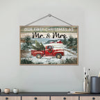 Personalized Christmas Red Truck Gift Married Couple Wooden Plaque Decor Wall Art 706120 - DiyGiftly