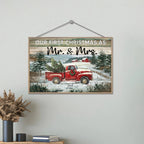 Personalized Christmas Red Truck Gift Married Couple Wooden Plaque Decor Wall Art 706120 - DiyGiftly