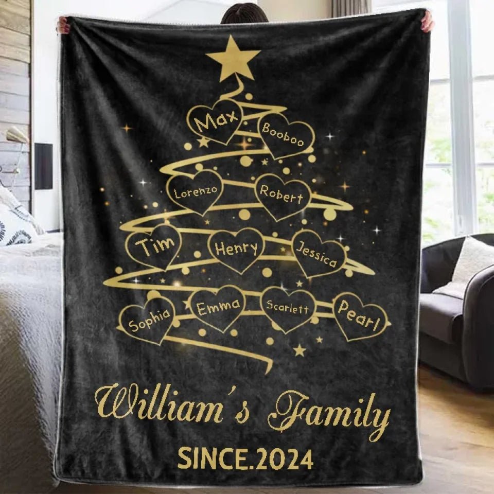 Personalized Christmas Version Family Blanket 733596 - DiyGiftly