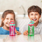 Personalized Colorful Name Water Bottle with Silicone Straw and Handle Travel Birthday Gift for Kids 30574080 - DiyGiftly
