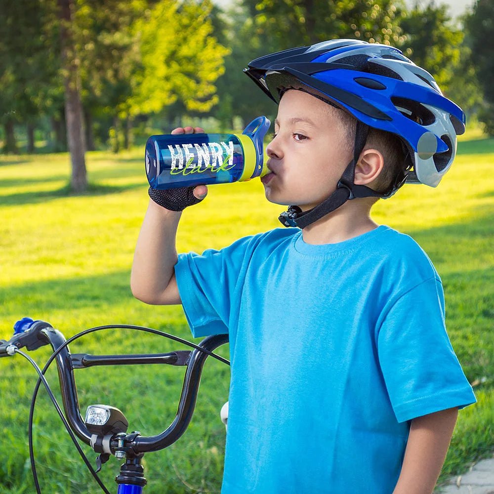 Personalized Colorful Name Water Bottle with Silicone Straw and Handle Travel Birthday Gift for Kids 30574080 - DiyGiftly