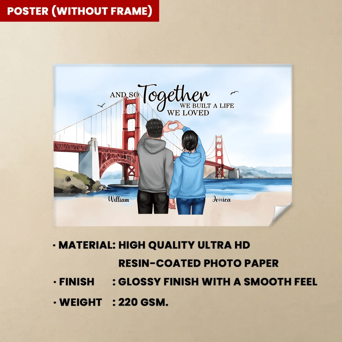 Personalized Couple Bridge Landscape Poster, Valentine's Day Gift, Anniversary Gift for Couples 746633 - 746755 - DiyGiftly