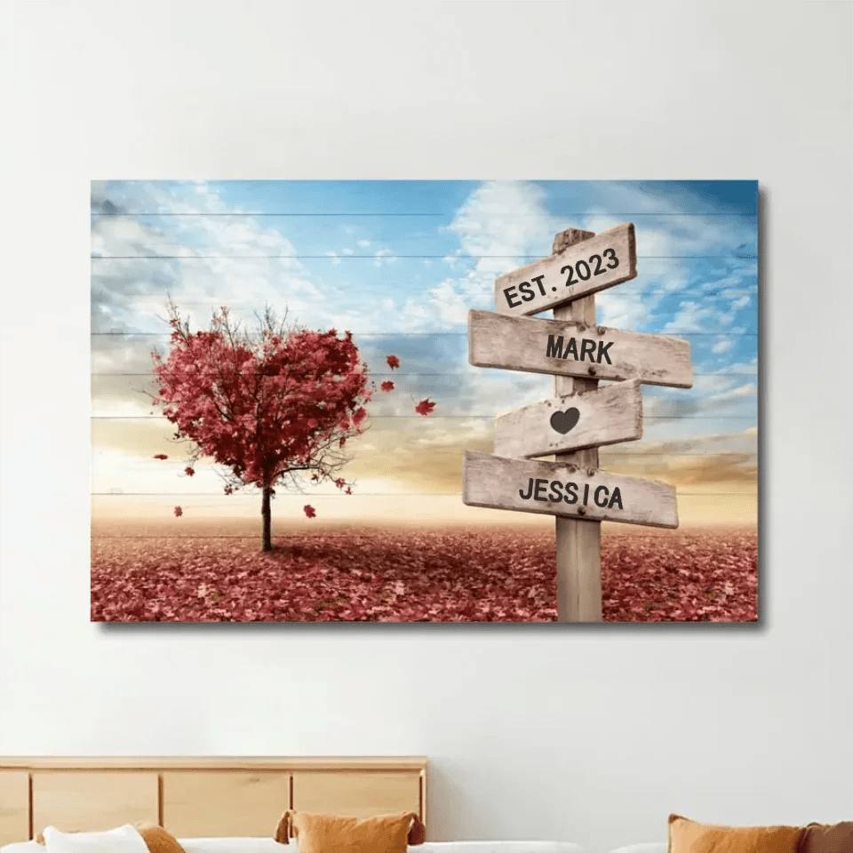 Personalized Couple Gift Heart Tree Name Sign Poster 756969 - DiyGiftly