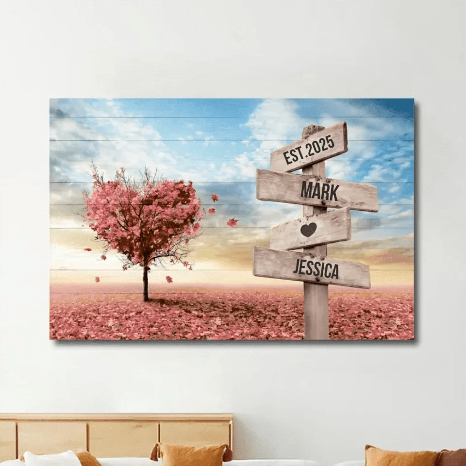Personalized Couple Gift Heart Tree Name Sign Poster 758978 - DiyGiftly