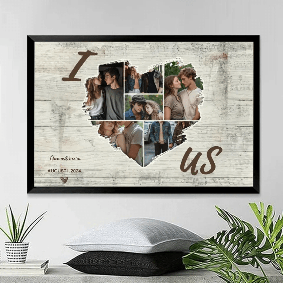 Personalized Couple Heart Shaped Photo Collage Poster, Anniversary Gift 745657 - 745758 - DiyGiftly