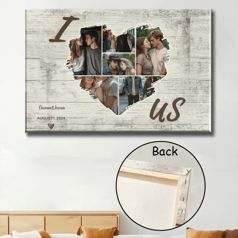 Personalized Couple Heart Shaped Photo Collage Poster, Anniversary Gift 745657 - 745758 - DiyGiftly