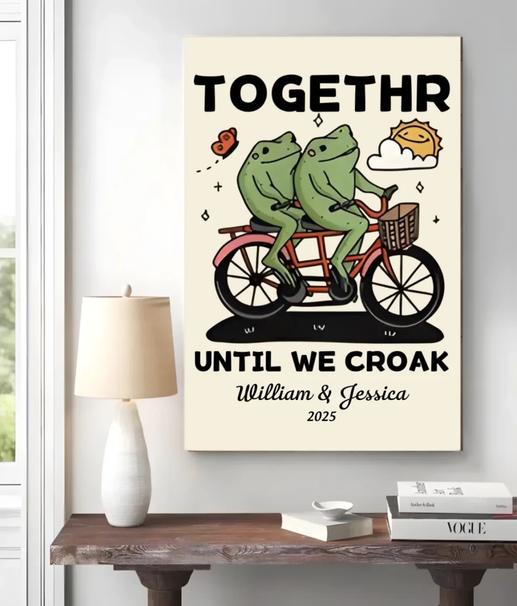 Personalized Couple Print, Custom Frog Illustration, Anniversary Engagement Valentines Gift Idea, Cute Wall decor, Retro Aesthetic 762024 - DiyGiftly