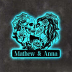 Personalized Couple Skull Metal Wall Art – Custom Gothic or Romantic Wall Decoration for Home or Studio 237888 - DiyGiftly