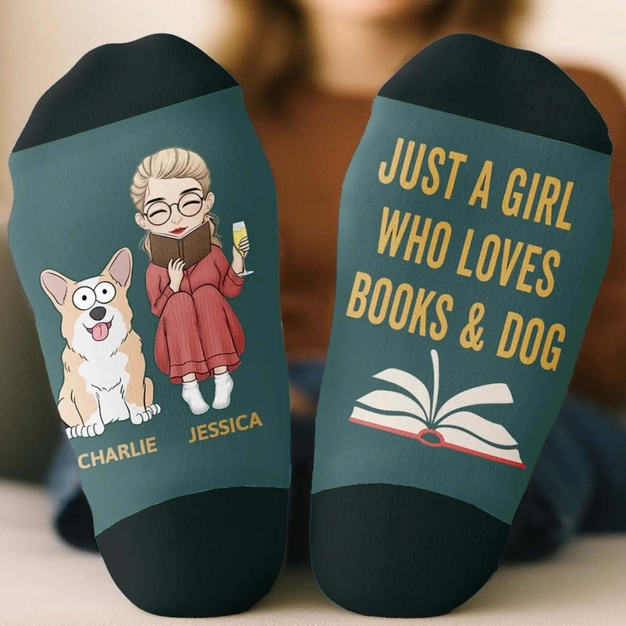 Personalized Crew Socks – Bookish Gifts for Bookworms, Dog Moms & Dog Dads – Literary Pup Style 1054349 - DiyGiftly