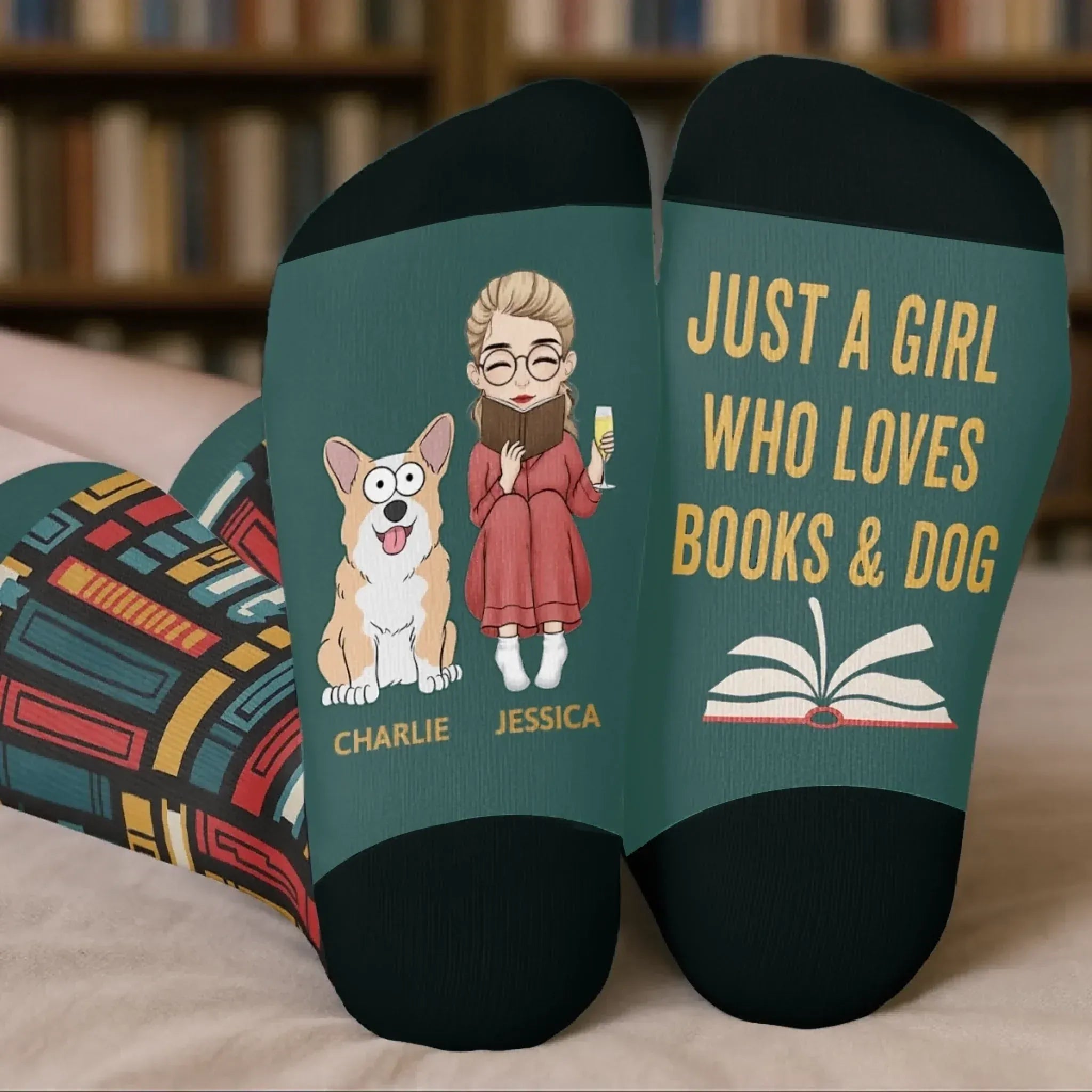 Personalized Crew Socks – Bookish Gifts for Bookworms, Dog Moms & Dog Dads – Literary Pup Style 1054349 - DiyGiftly