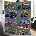 Personalized Custom Name Monster Trucks Blankets Blanket for Kids 731520 - DiyGiftly